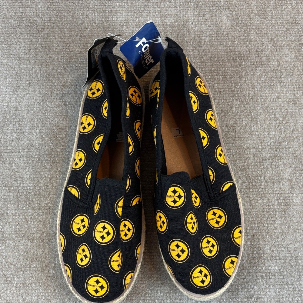 Women's Pittsburgh Steelers NFL Licensed Espadrille Slip-Ons Size L NWT‎